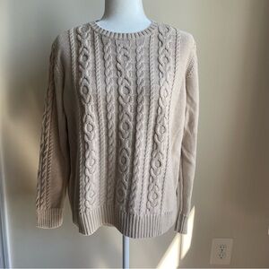 LL Bean 100% Cotton Cable Knit Medium Weight Fisherman’s Crewneck Sweater